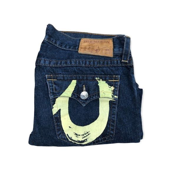 True Religion Jeans Size 38 'Yellow Horshoe' - Picture 4 of 7